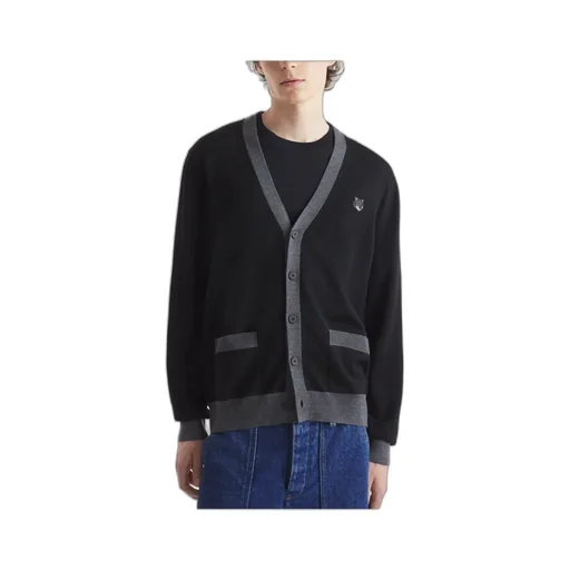 Bold Fox Head Patch V-Neck Cardigan
