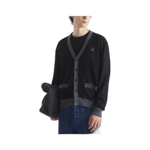 Bold Fox Head Patch V-Neck Cardigan