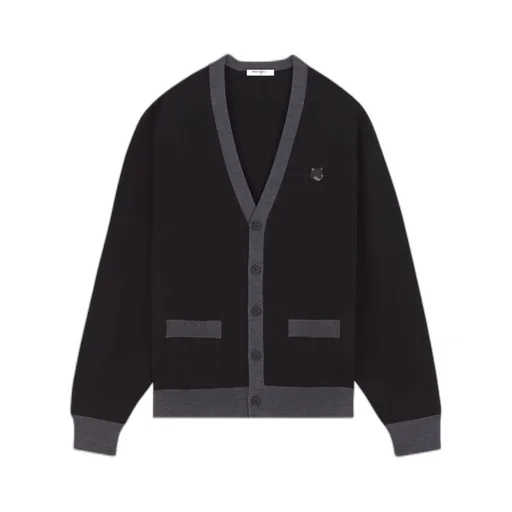 Bold Fox Head Patch V-Neck Cardigan