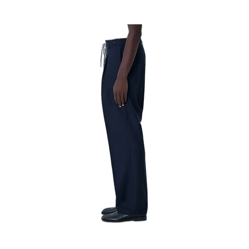 Pinstripe Drawstring Pleated Trousers