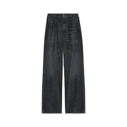 Elasticated Waistband Wide-Leg Jeans