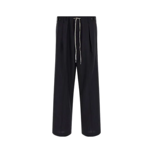 Pinstripe Drawstring Pleated Trousers