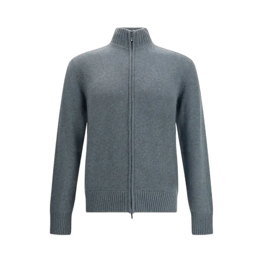 High-Neck Zip-Up Cardigan