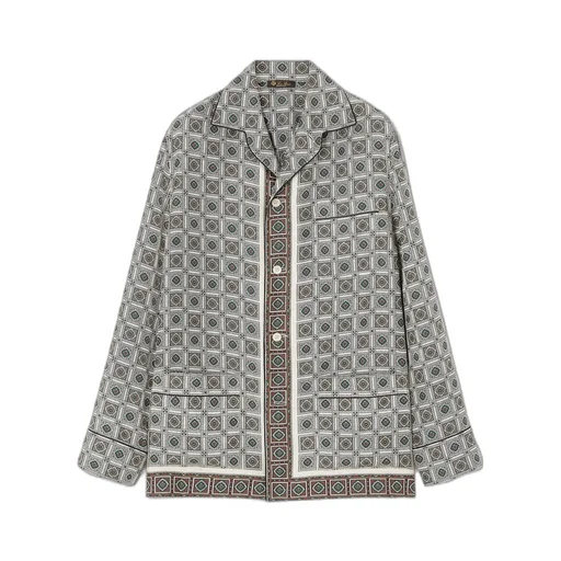 Geometric-Print Silk Shirt