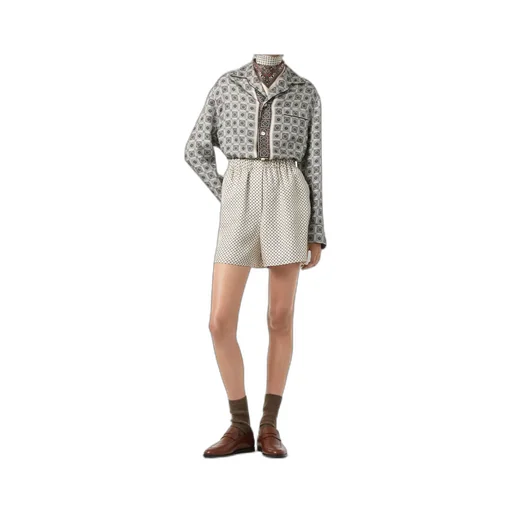 Geometric-Print Silk Shirt
