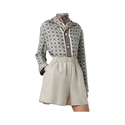 Geometric-Print Silk Shirt