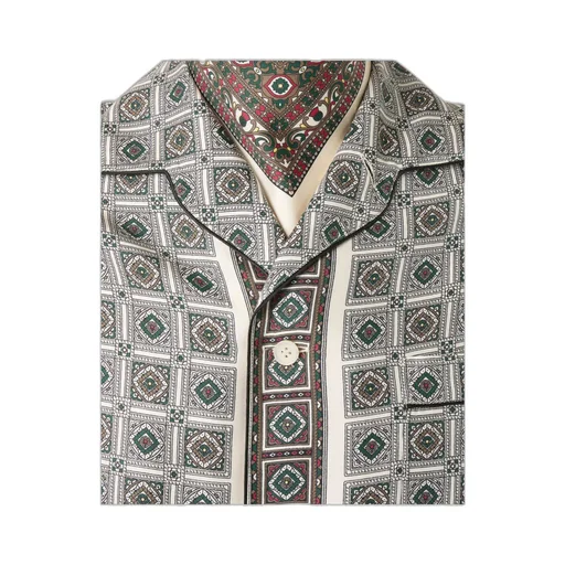 Geometric-Print Silk Shirt