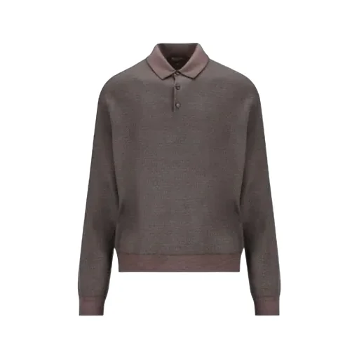 Long-Sleeved Buttoned Polo Shirt
