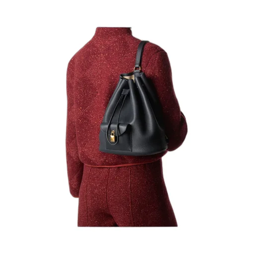 Drawstring Leather Backpack
