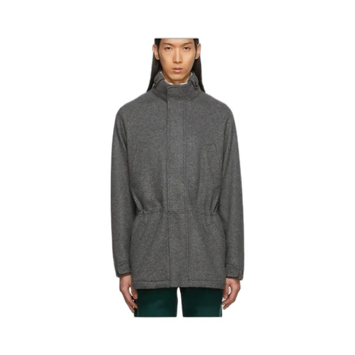 Elastic Waist And Standing Collar Casual Jacket