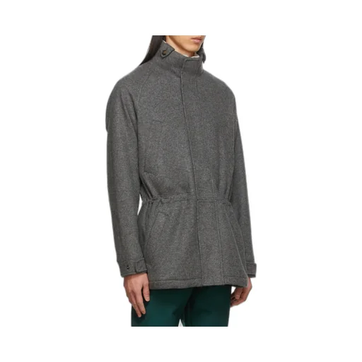 Elastic Waist And Standing Collar Casual Jacket