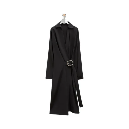 Long-Sleeved Belted Midi Dress