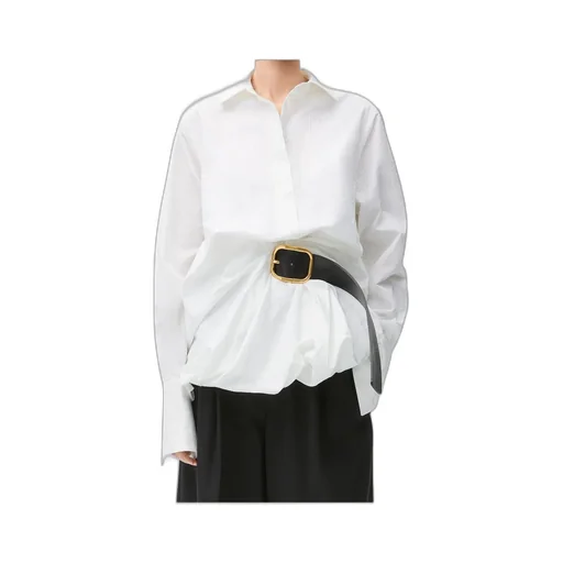 Belt-Detailed Striped Shirt