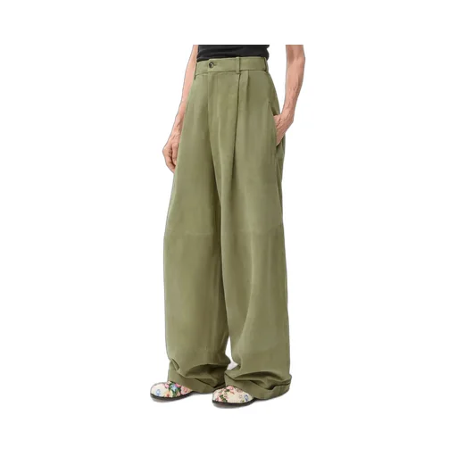 Pleated Trousers In Suede Lambskin
