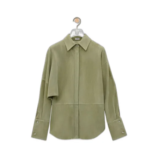 Draped Shirt In Suede Lambskin