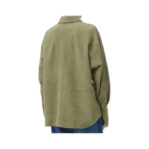 Draped Shirt In Suede Lambskin