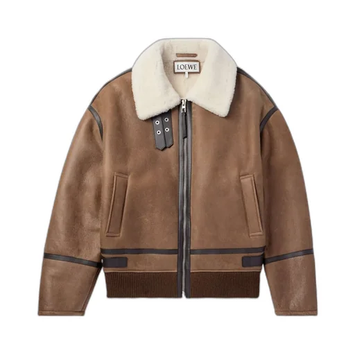 Shearling Leather-Trimmed Jacket