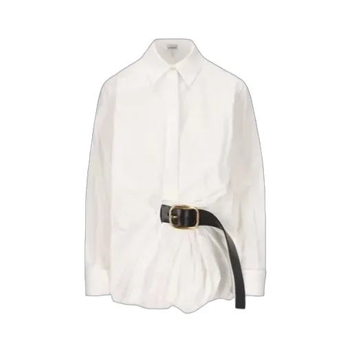 Belt-Detailed Striped Shirt