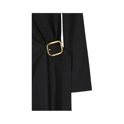 Buckle Detailed Gathered Midi Dress