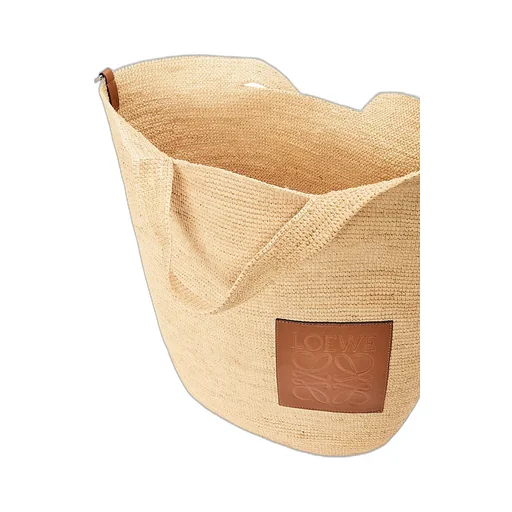 Large Slit Bag In Raffia And Calfskin