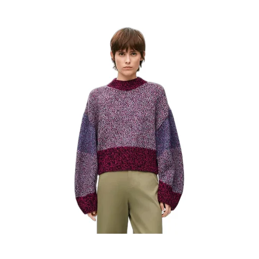 Balloon Sleeved Crewneck Cropped Sweater