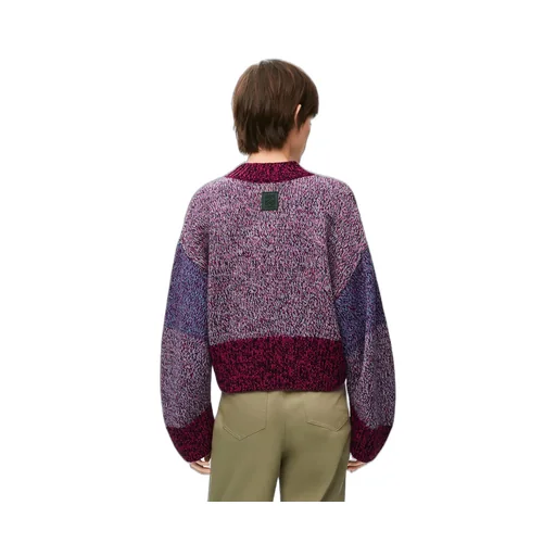 Balloon Sleeved Crewneck Cropped Sweater
