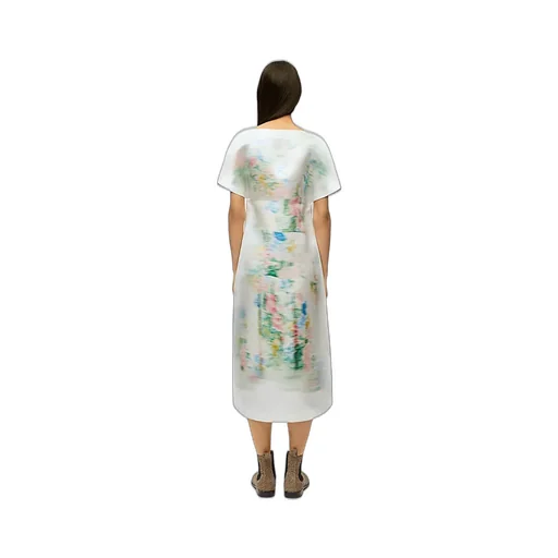 Pattern-Printed Short-Sleeved Dress