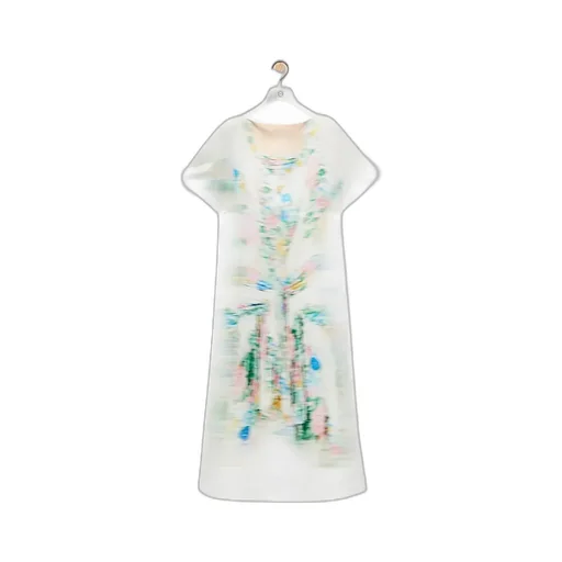 Pattern-Printed Short-Sleeved Dress