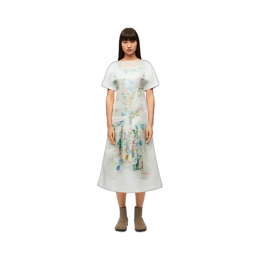 Pattern-Printed Short-Sleeved Dress