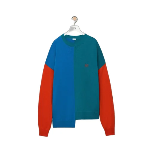 Asymmetric Colour-Block Knitted Jumper