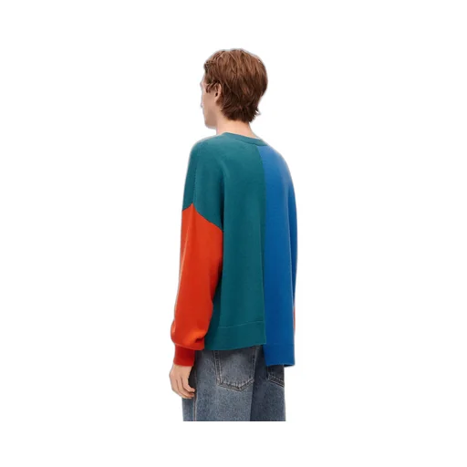 Asymmetric Colour-Block Knitted Jumper