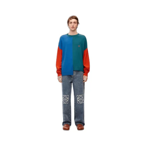Asymmetric Colour-Block Knitted Jumper