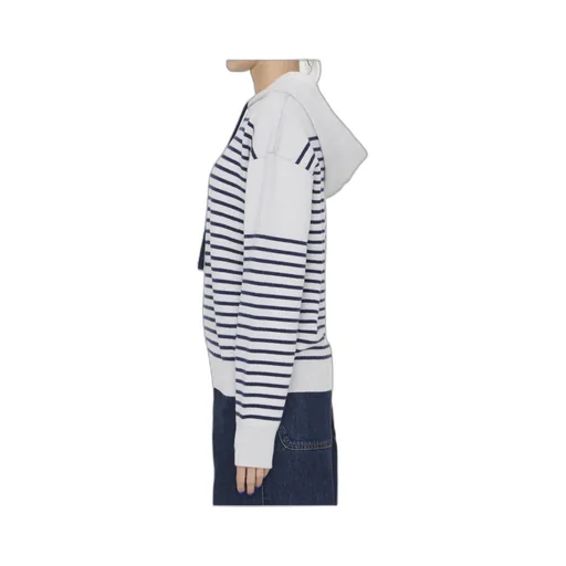 Striped Drawstring Knitted Hoodie