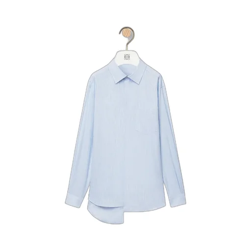 Pinstriped Asymmetric Button-Up Shirt