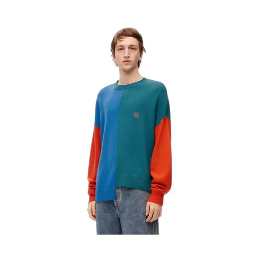 Asymmetric Colour-Block Knitted Jumper