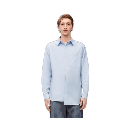 Pinstriped Asymmetric Button-Up Shirt