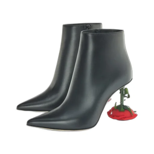 Rose Heel Boot In Calfskin