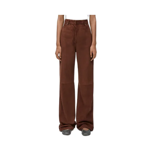 High Waisted Trousers In Suede