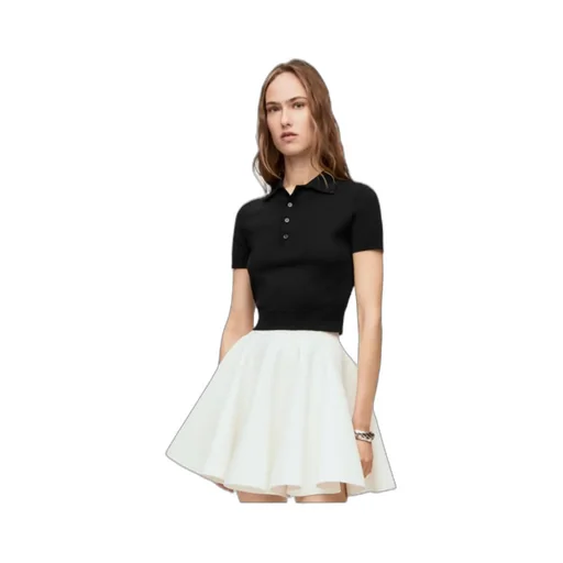 Cropped Polo Sweater In Silk