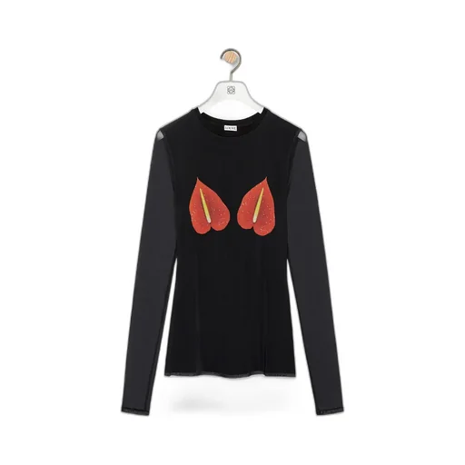 Anthurium Semi Sheer Mesh Top