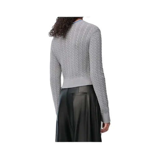 Cropped Cable Knit V-Neck Sweater