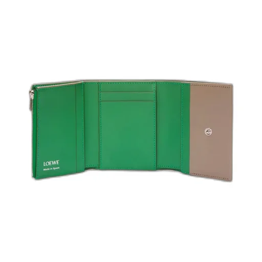 Trifold Zip Wallet In Shiny Nappa Calfskin