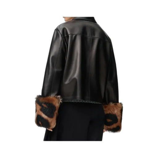 Fur-Trim Leather Jacket