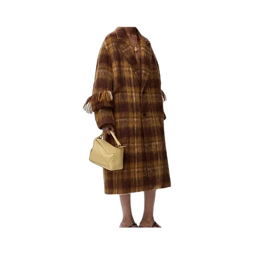 Plaid Fringed Coat