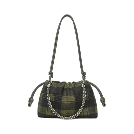 Medium Flamenco Purse In Tartan Suede