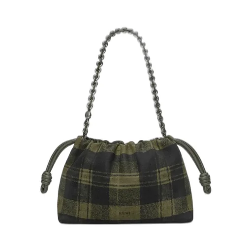 Medium Flamenco Purse In Tartan Suede