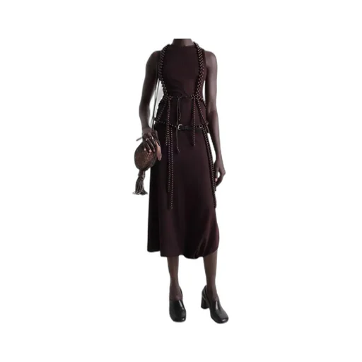Twisted-Hem Sleeveless Midi Dress