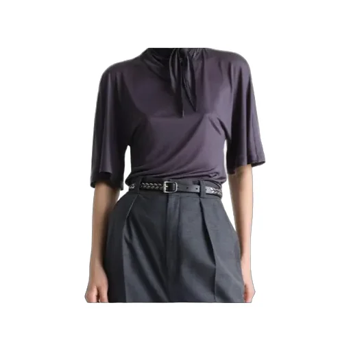 Short Sleeved Scarf Detailed Blouse