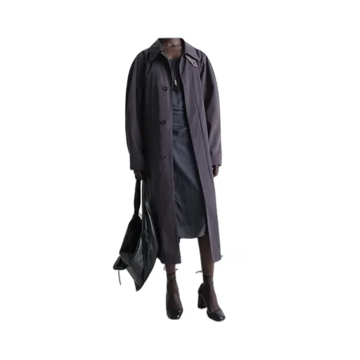 Button-Front Raglan-Sleeve Coat