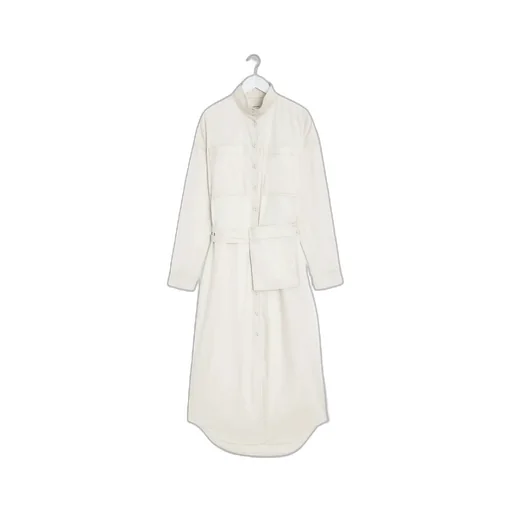 Long-Sleeved Belted Maxi Shirt Dress